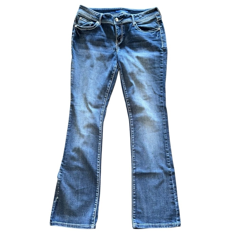 Apt 9 Women’s Jeans 30X31 Blue Bootcut Midrise Rhinestones Cross Pocket Stretch